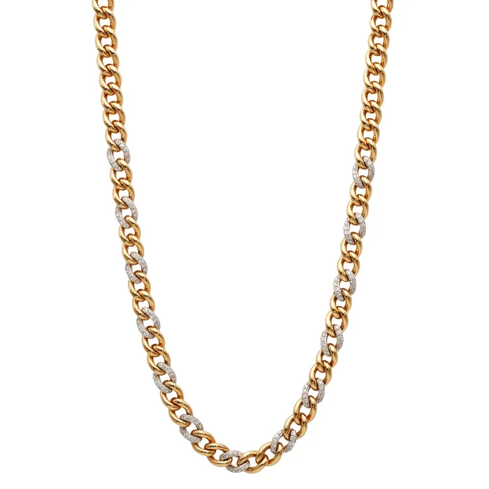 Necklaces YaninaCo Jewelry Yellow and White Gold Alternating Link Necklace