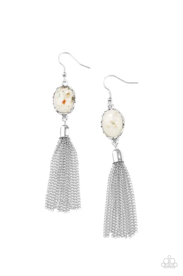 Oceanic Opalescence White Earrings Jewelry by Bretta Paparazzi Accessories Earrings