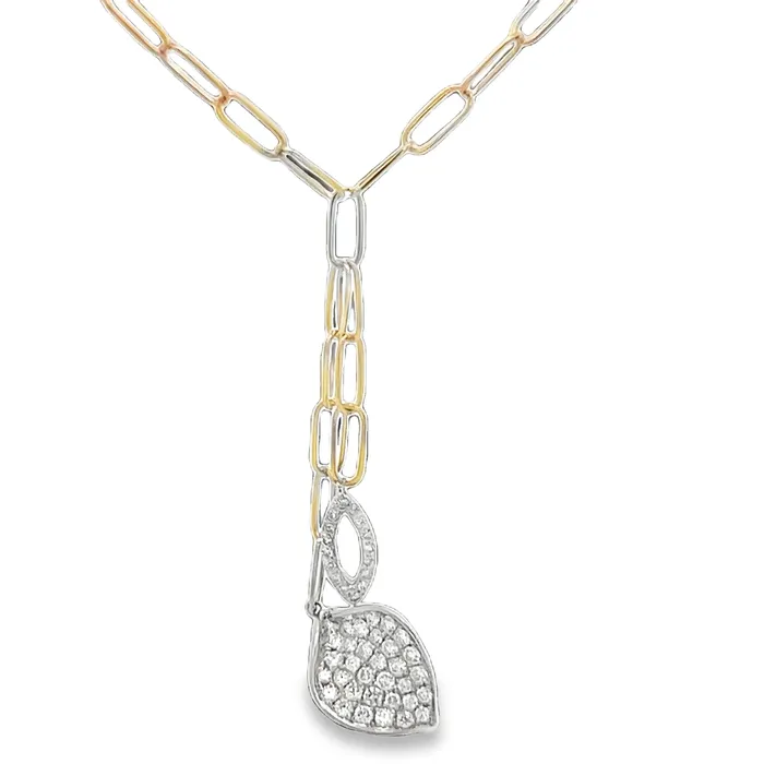 Paper Clip Necklace with 2 Diamond Charms YaninaCo Jewelry Necklaces