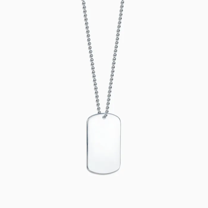 Sandy Steven Engravers Necklaces Engravable Mens Stainless Steel Dog Tag Slider Necklace with Ball Chain Large Sandy Steven Engravers Necklaces Engravable Mens Stainless Steel Dog Tag Slider Necklace with Ball Chain Large
