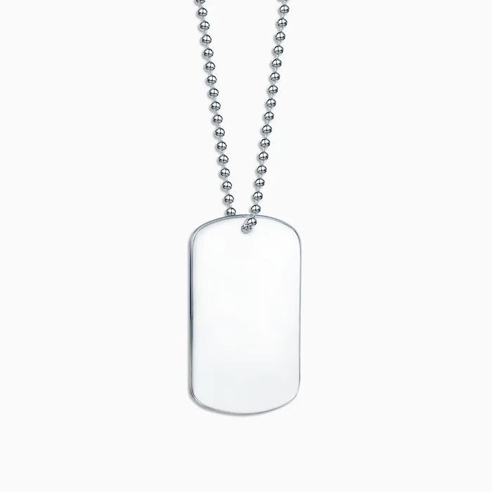Sandy Steven Engravers Necklaces Engravable Mens Stainless Steel Dog Tag Slider Necklace with Ball Chain Large